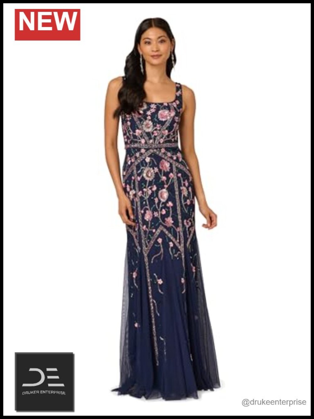 Beaded Mermaid Gown V Neck Sleeveless Formal Floor Length